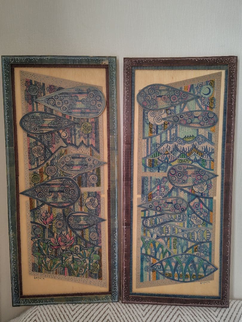 段ボールのはり絵作品 2点セット