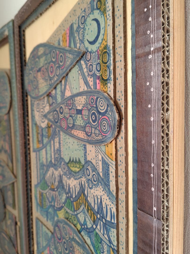 段ボールのはり絵作品 2点セット