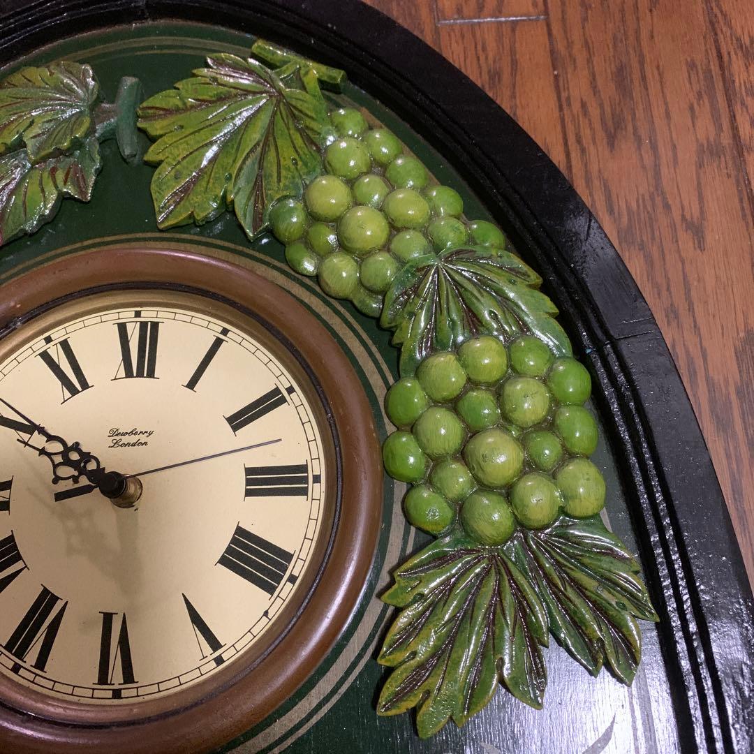 アンティーク　大きいぶどう柄　掛け時計