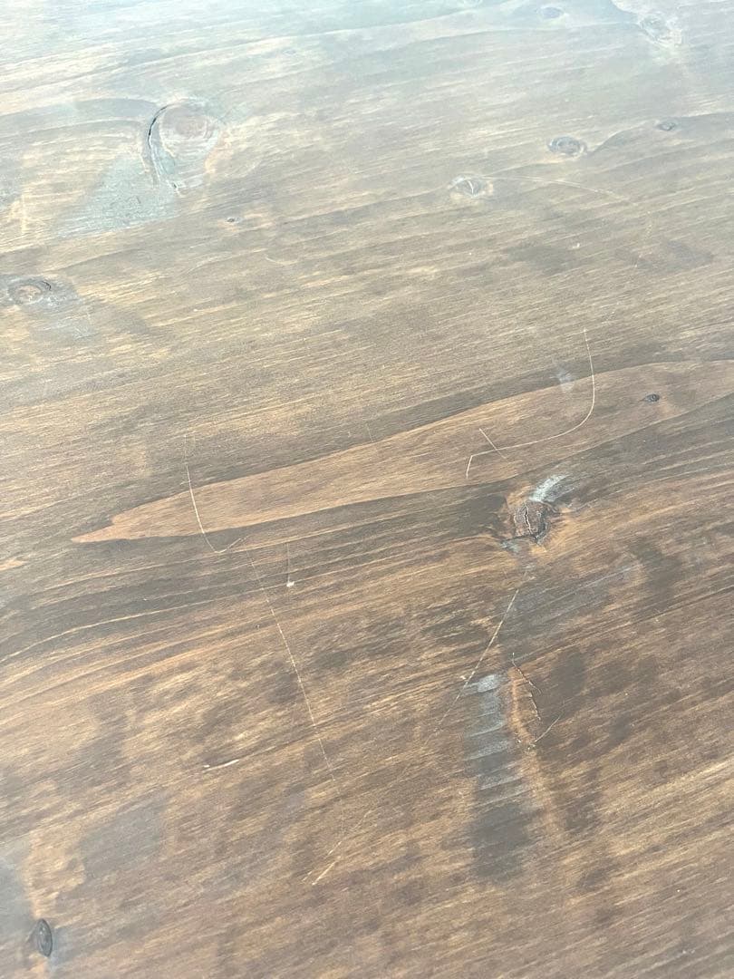 限定値下げ　無垢ひのき材インダストリアルアイアン脚テーブルアンティーク仕上げ