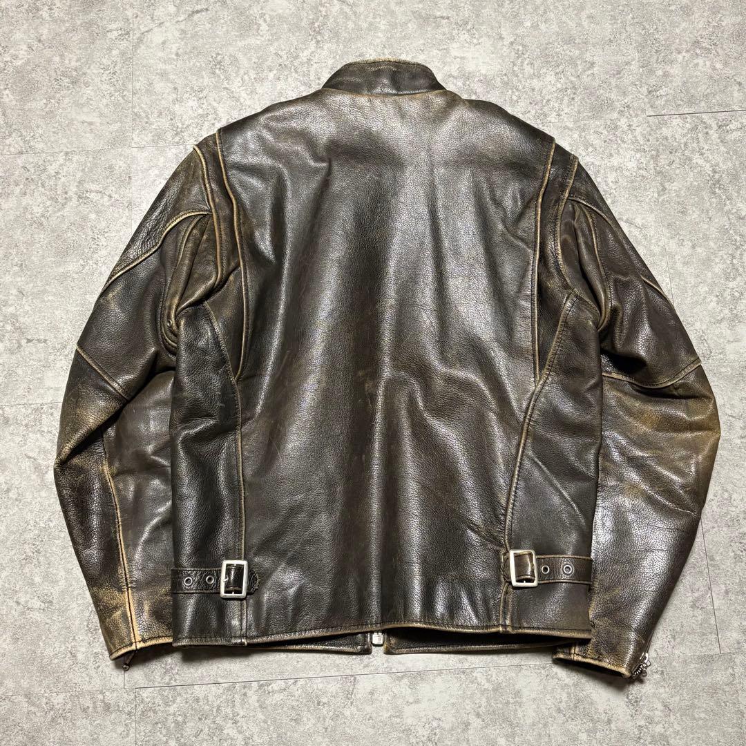 【エイジング】シングルライダース　M レザージャケット　ブルゾン　【36】