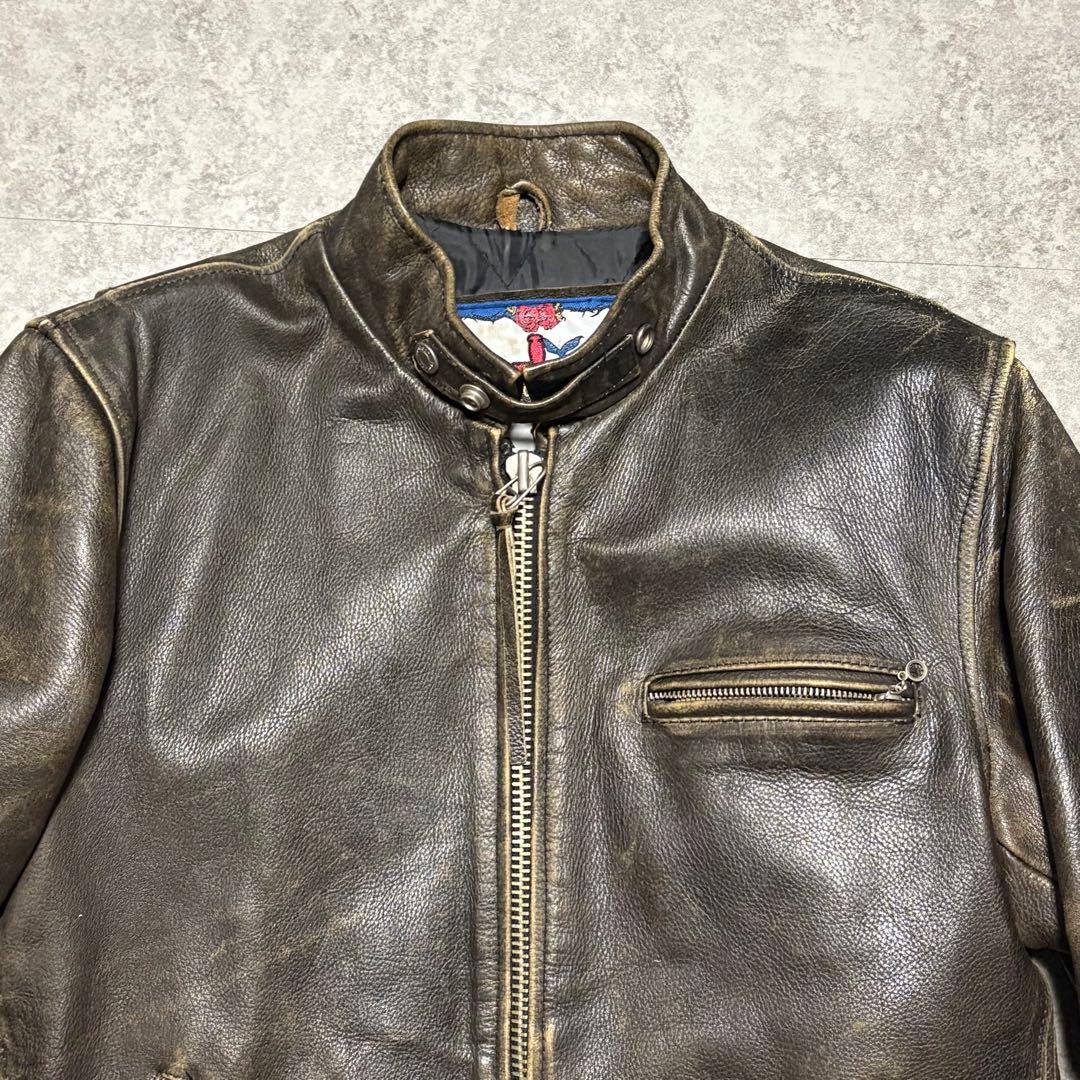 【エイジング】シングルライダース　M レザージャケット　ブルゾン　【36】