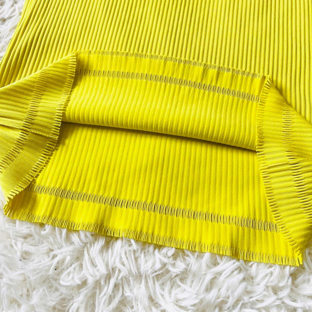 【希少✨】プリーツプリーズ　タンクトップ　ハイネック　フリンジ　黄色　3