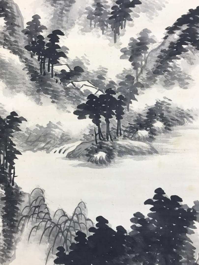 真作/杉渓六橋/山水画賛/山水図/掛軸/名家伝来/AD-832