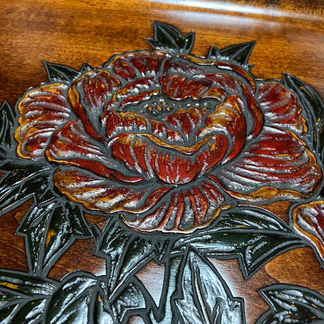 烏城彫　盆　花柄