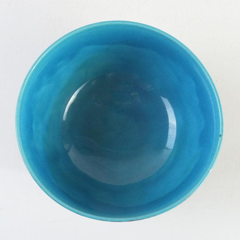 御庭焼　南紀偕楽園製　交趾　花草文　菓子鉢　共箱　V　9513