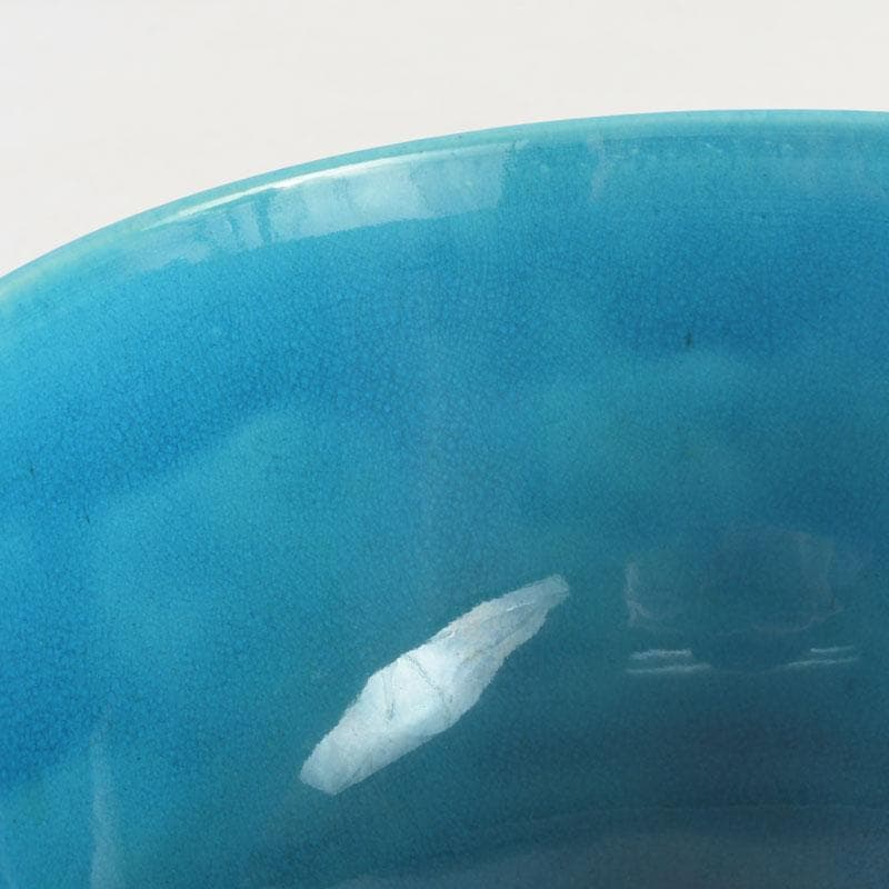 御庭焼　南紀偕楽園製　交趾　花草文　菓子鉢　共箱　V　9513