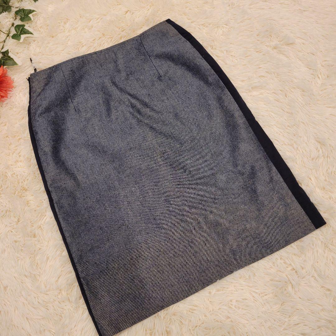 CHANEL　サイド　ライン　ネイビー　お洒落　スカート　ミディ丈　上品