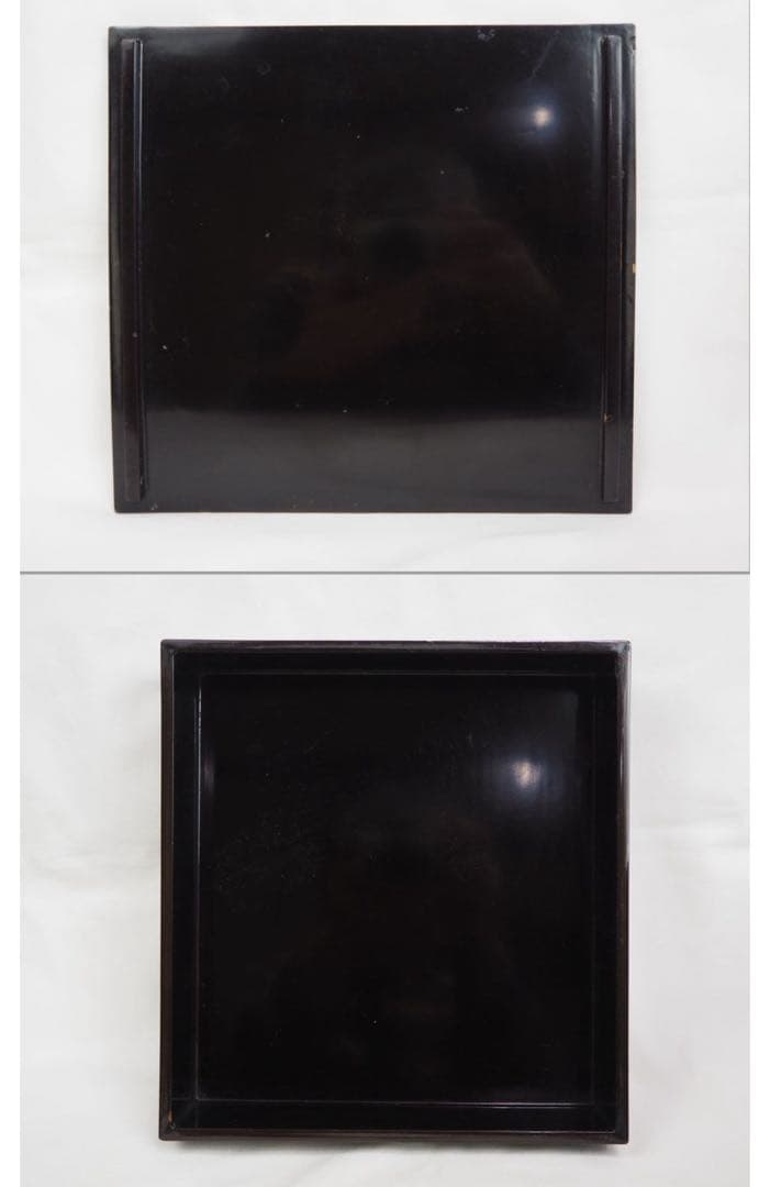 送料無料　旧家蔵出　江戸時代　螺鈿蒔絵山水楼閣文4重箱　合箱