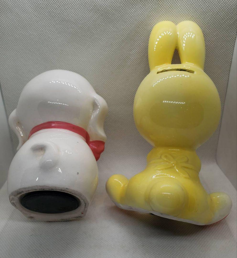 昭和レトロ 陶器 猫 うさぎ 置物 可愛いセット Retro Kawaii