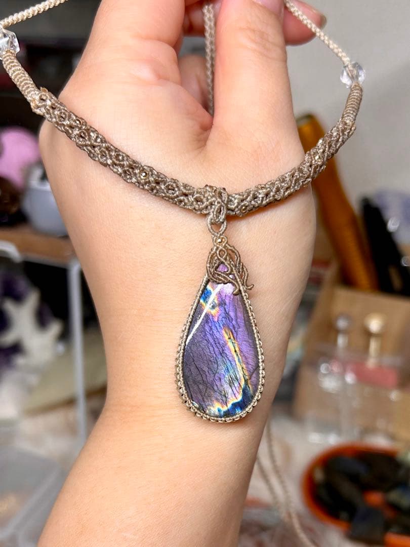 紫ラブラドライトチョーカー&ネックレス