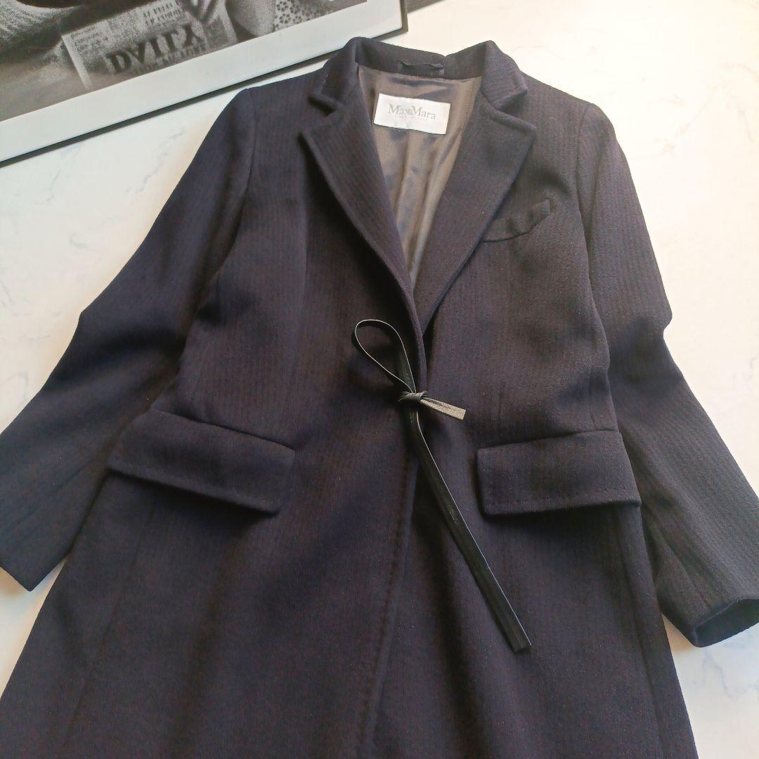 最高級 白タグ マックスマーラ アルパカ コート　ネイビー　38