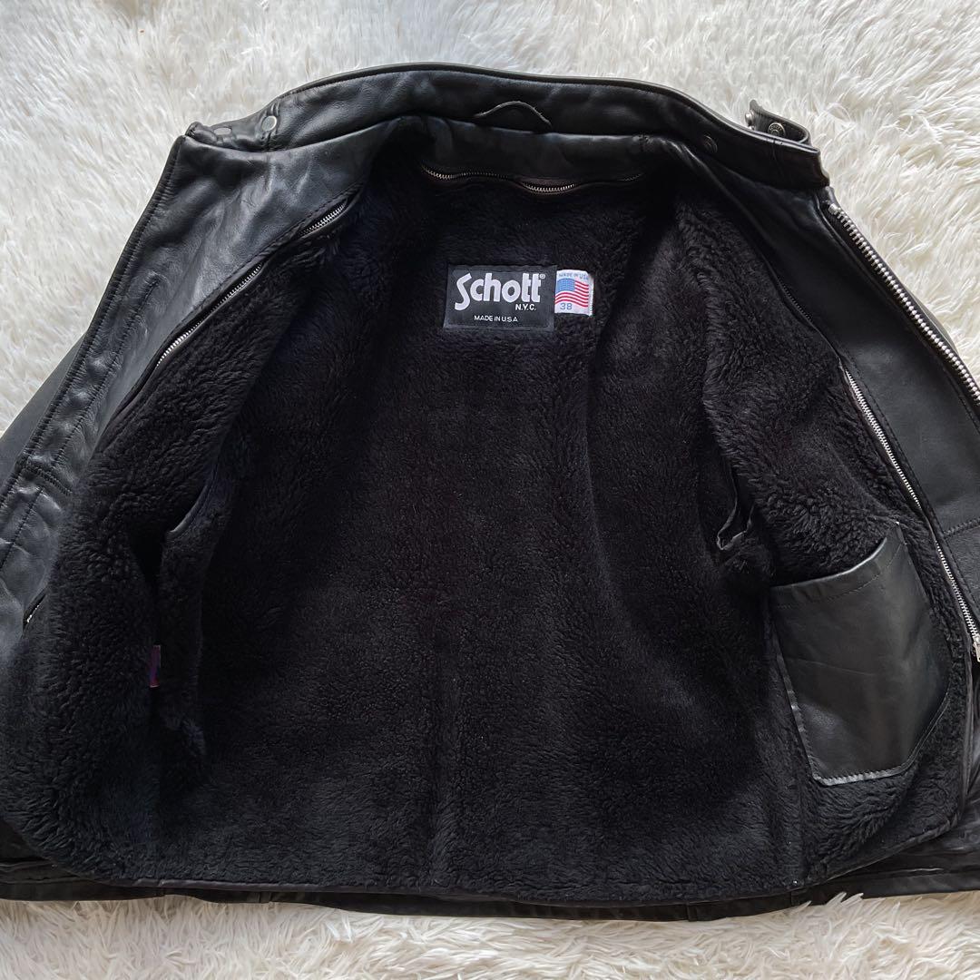 人気✨schott 641 レザージャケット　シングルライダース　38 ブラック