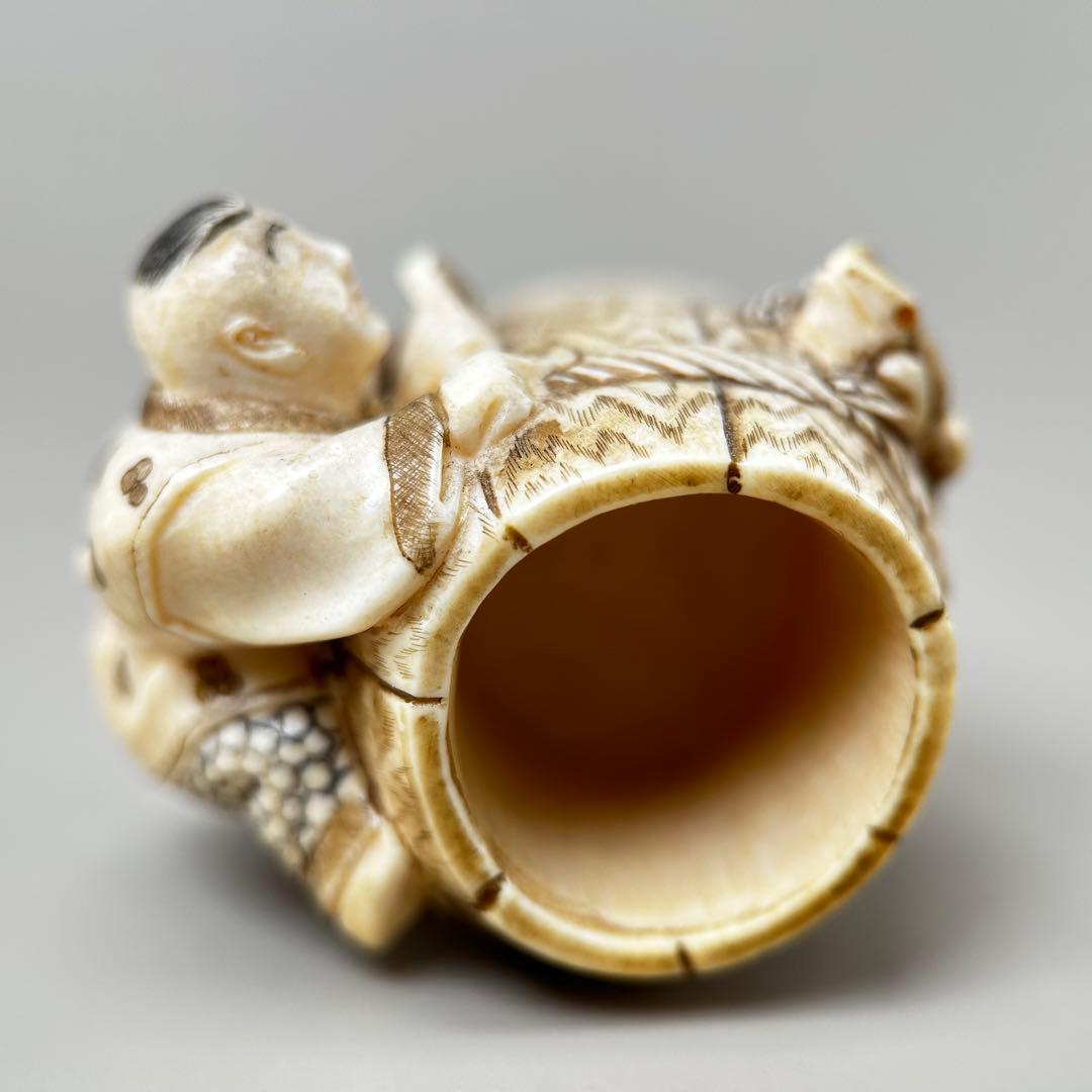 彫刻極上根付天然素材アンティーク骨董飾り物古美術置物細密細工