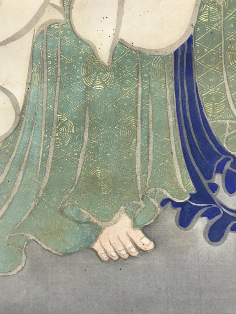 【真作】寛山/観音図/仏事掛/掛軸/名家伝来/AC-475