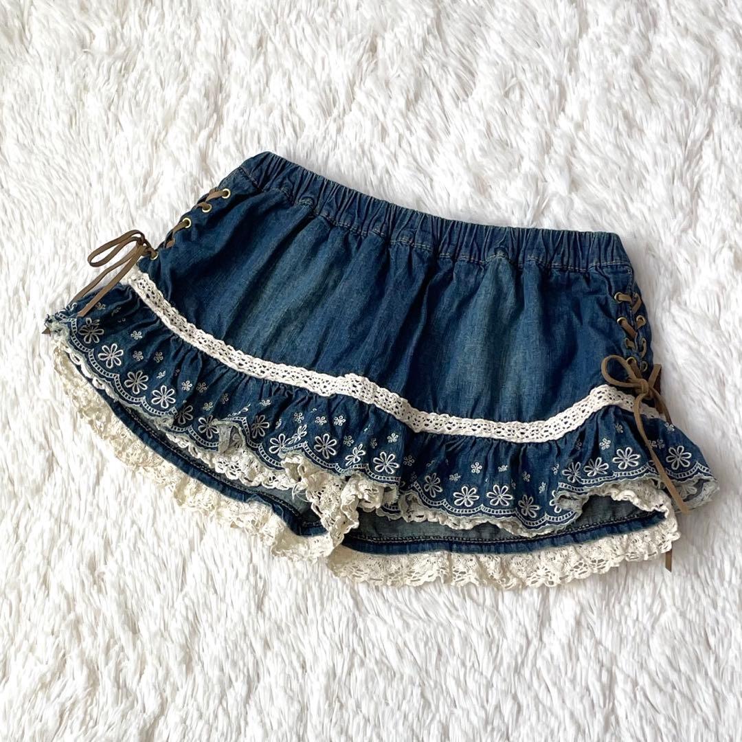 y2k 00s 平成ギャル LIZ LISA リズリサ デニムキュロット レース