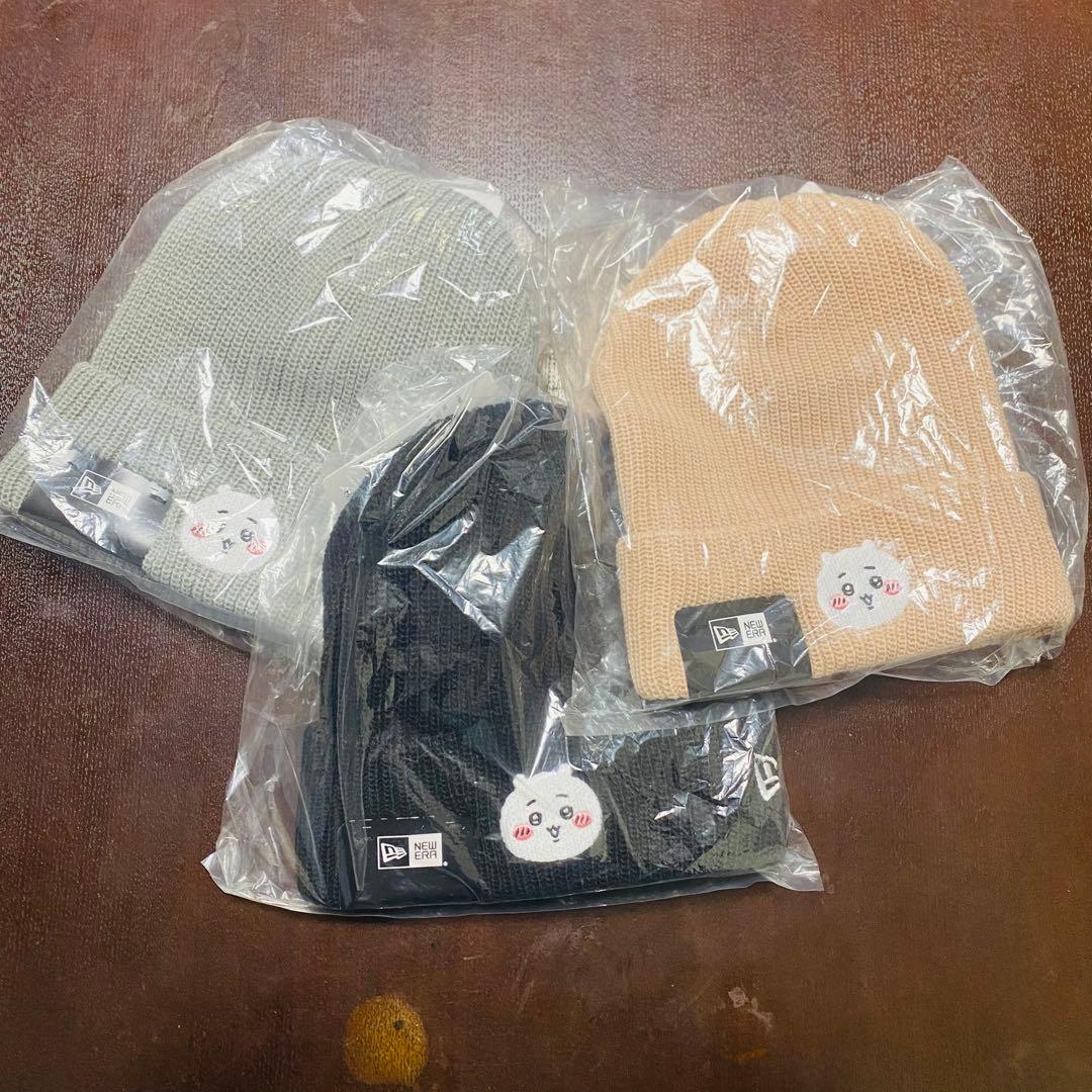 ちいかわ ニューエラ　ニット帽NEW ERA® 黒・グレー・ピンク、3色セット
