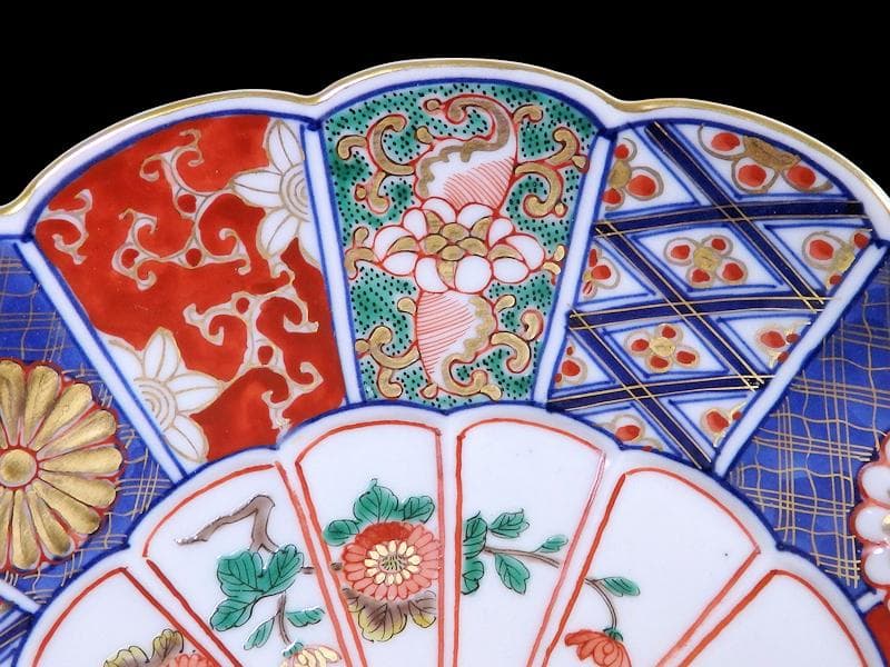 大聖寺伊万里　金襴手　菊花紋の図　８寸菊皿　E367AS-CUz