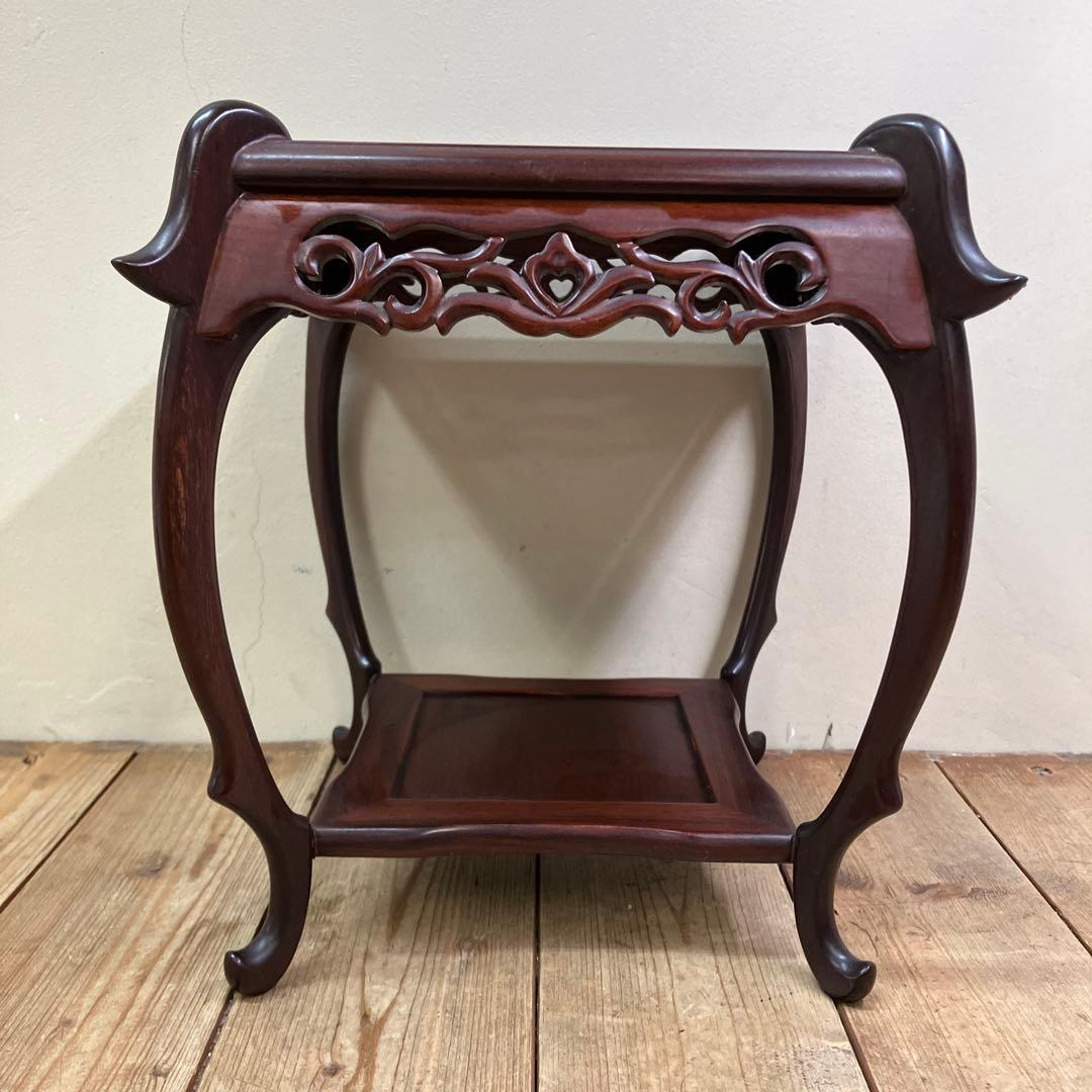 B-1 香炉台 木製 アジアンスタイル 中国美術 唐木 飾り台 骨董 盆栽台