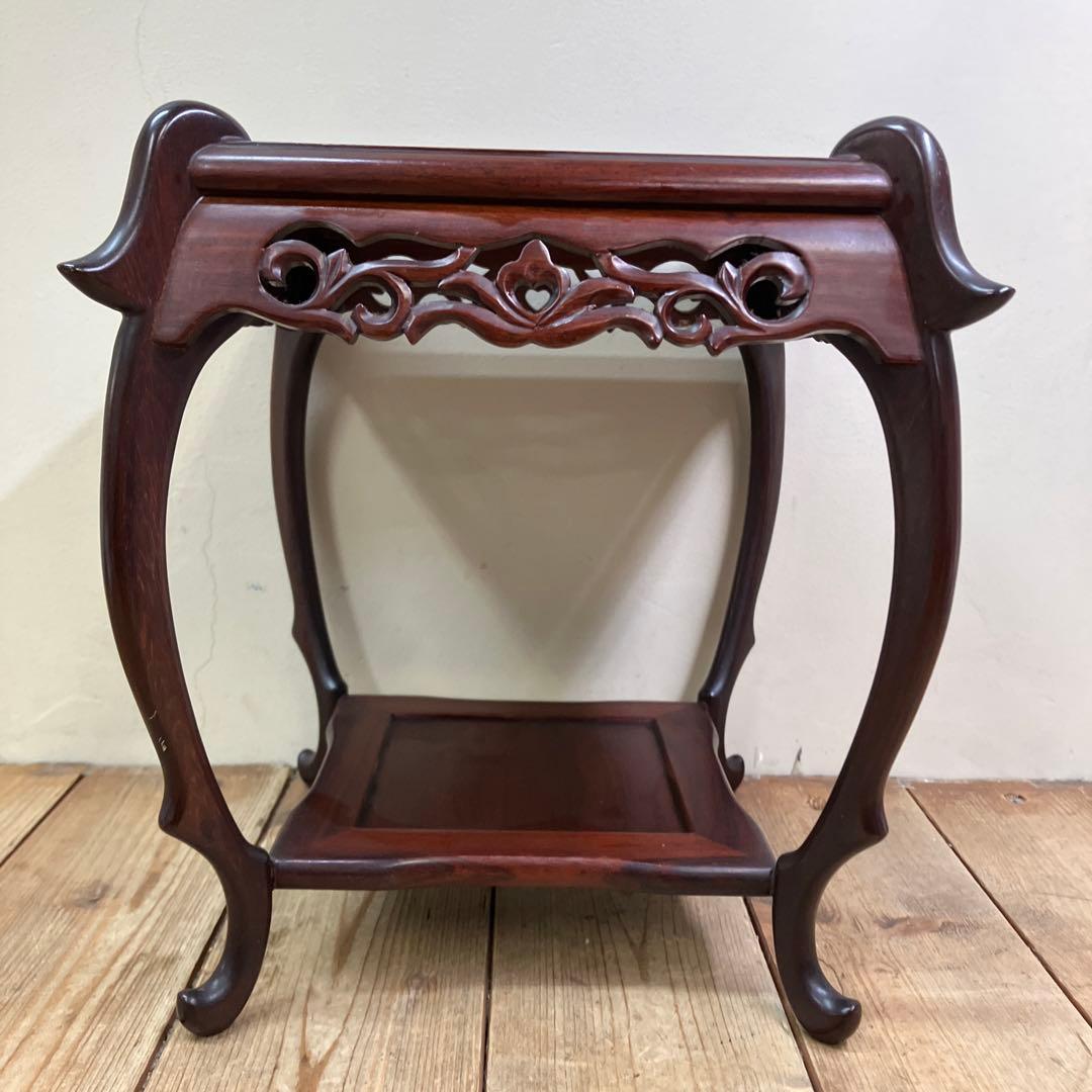 B-1 香炉台 木製 アジアンスタイル 中国美術 唐木 飾り台 骨董 盆栽台