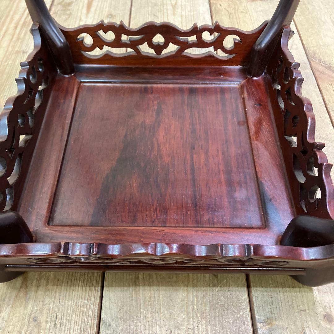 B-1 香炉台 木製 アジアンスタイル 中国美術 唐木 飾り台 骨董 盆栽台
