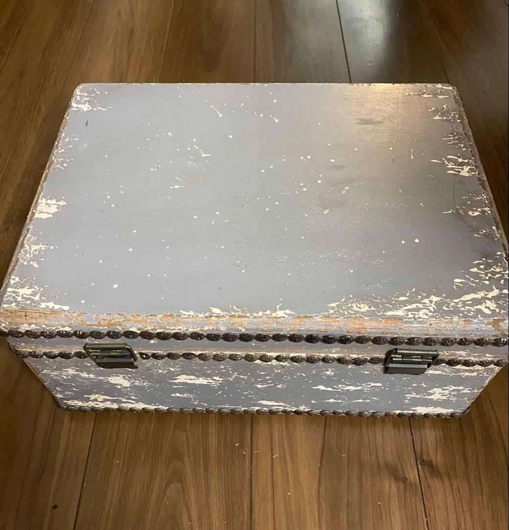 アンティーク　ビンテージ木製　トランク　ボックスバック　ケース