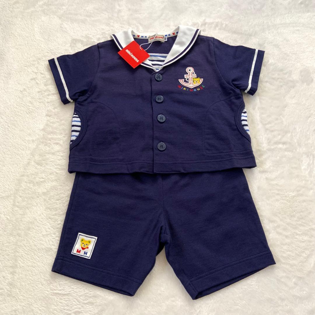 未使用★ミキハウス★セーラーTシャツ パンツ★セット★ネイビー★90