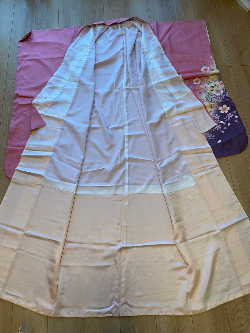 【振り袖　5点セット】　振袖　刺繍　卒業式　袴　ピンク　紫　フルセット