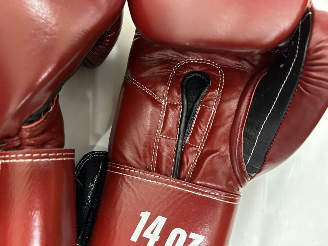 プライズリング　ボクシンググローブ　本革製　ワインレッド14オンス