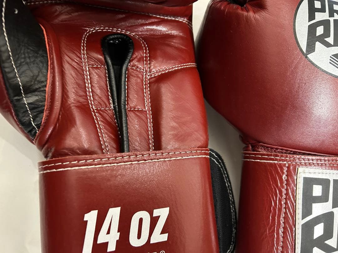 プライズリング　ボクシンググローブ　本革製　ワインレッド14オンス
