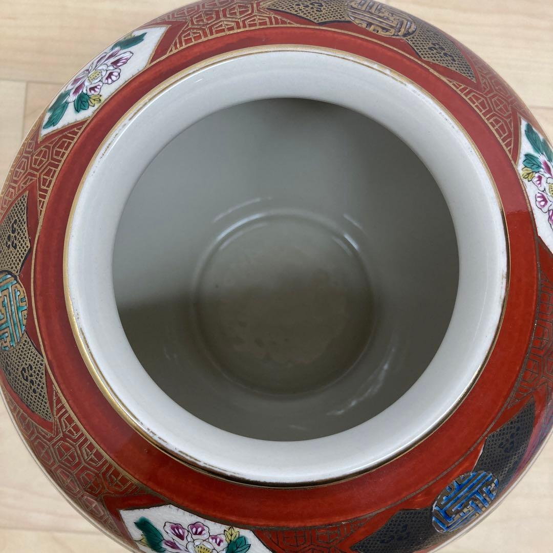 九谷焼　壺　九谷焼/泰幸　手描き壺　花瓶　鉢