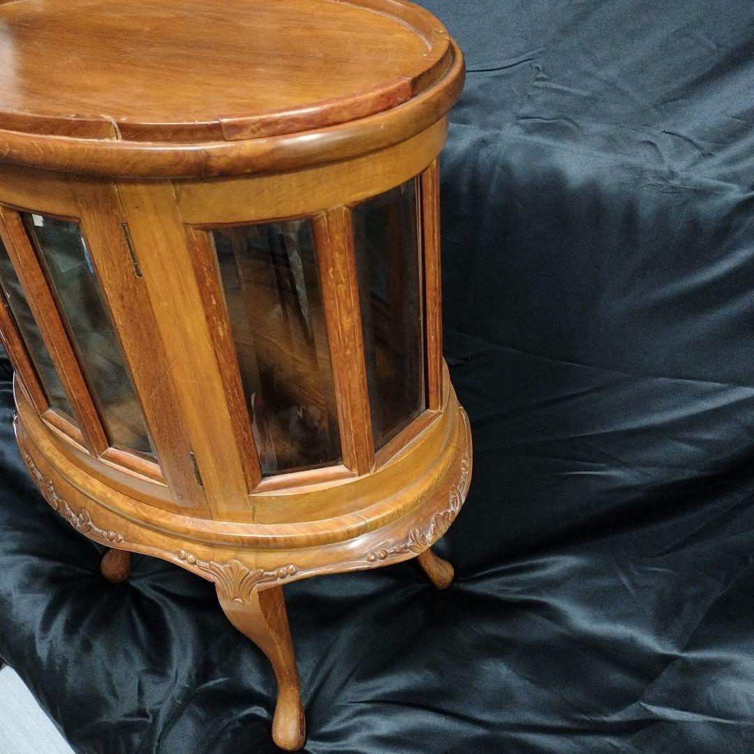 猫脚 アンティーク カットガラス ショーケース レトロ