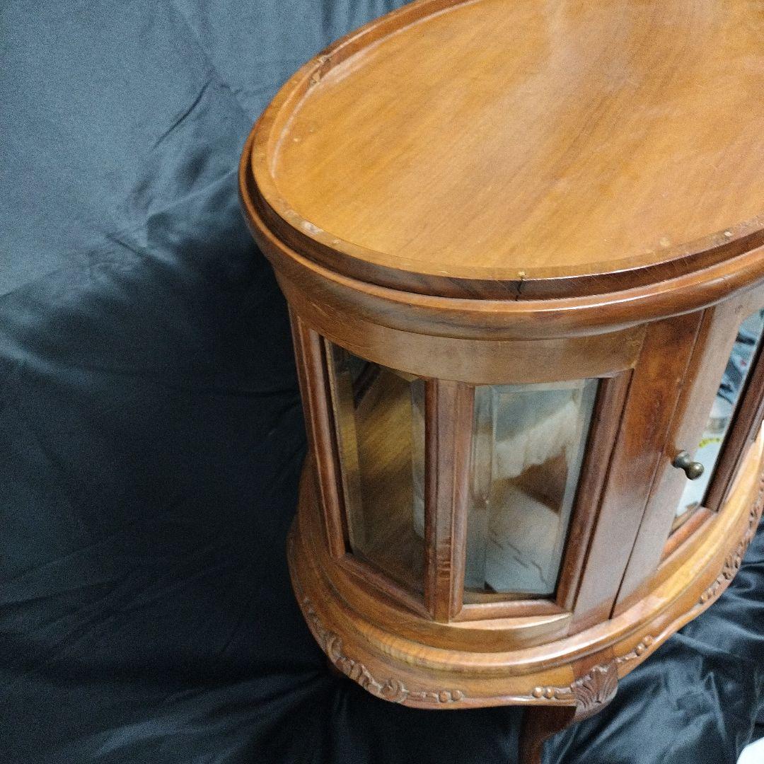 猫脚 アンティーク カットガラス ショーケース レトロ