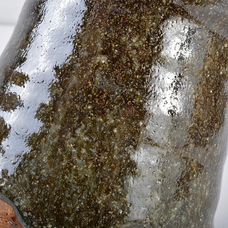 茶道具　瀬戸焼　加藤重高作　斑釉　蓋物　共布共箱　M　R7535