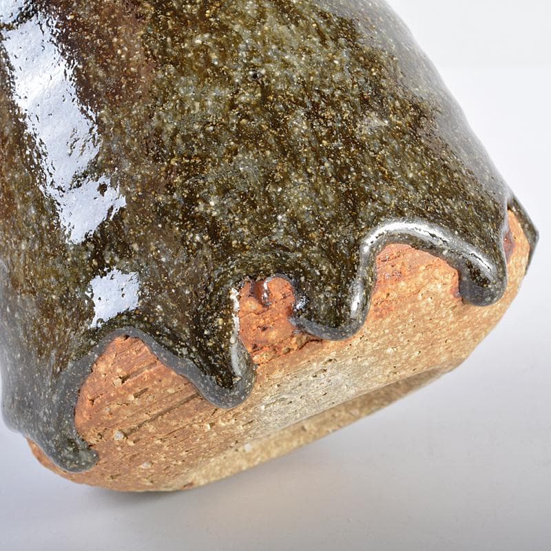 茶道具　瀬戸焼　加藤重高作　斑釉　蓋物　共布共箱　M　R7535