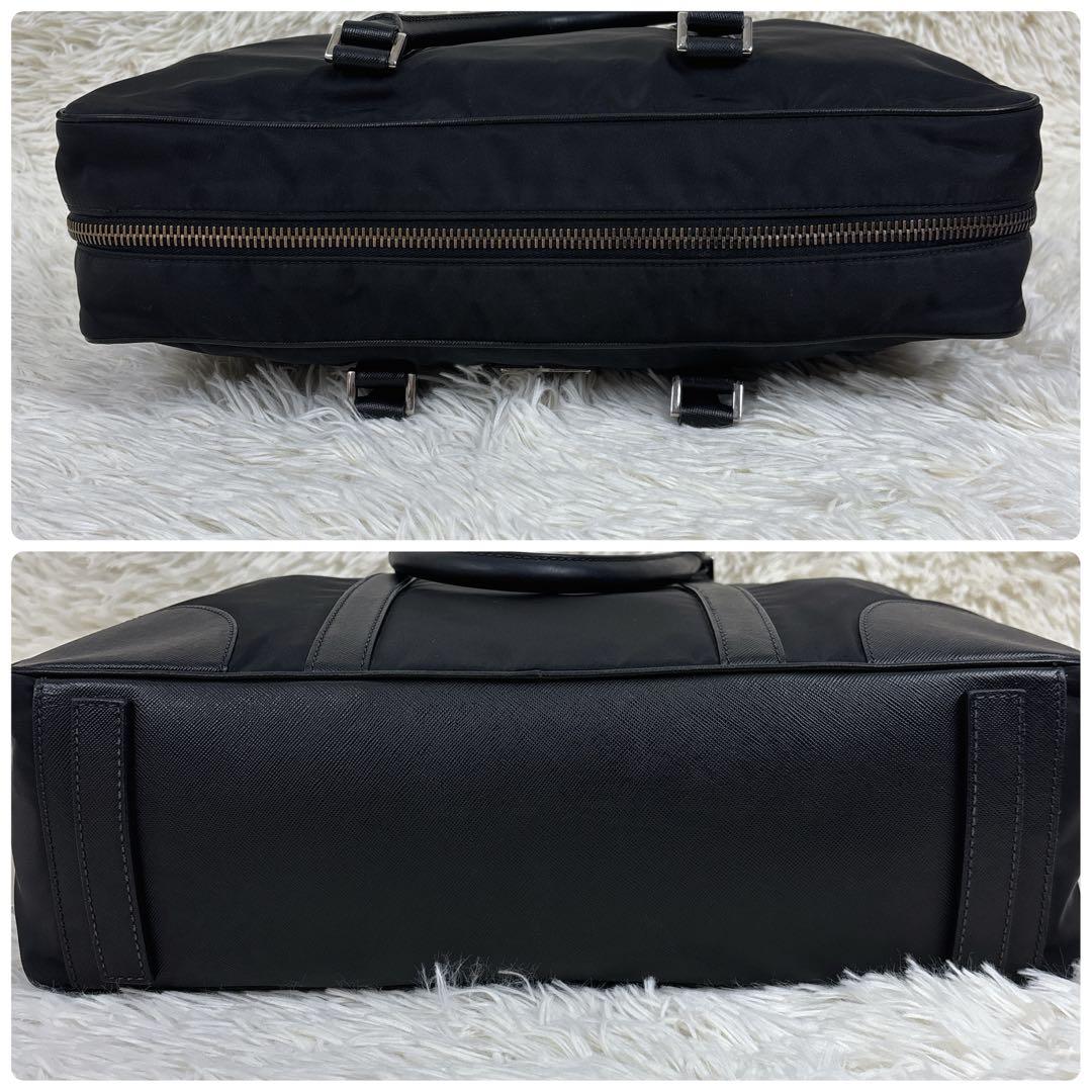 PRADA プラダ　ビジネスバッグ　ナイロン サフィアーノレザー 三角ロゴ