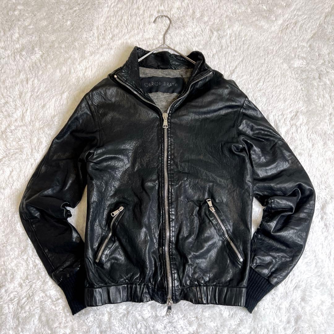 美品✨GIORGIO BRATO ジョルジオブラット ラムレザー ジャケット 黒