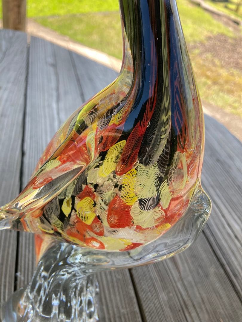 【レア物】ガラスアンティーク 孔雀 彫刻 インテリア