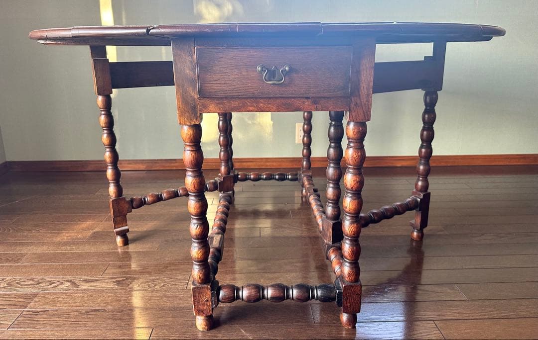 アンティーク　ゲートレッグテーブル 引き出し付き