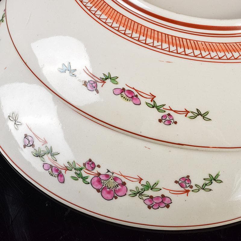 九谷焼　九谷庄三作　色絵　花鳥文　飾皿　一對　M　R5305