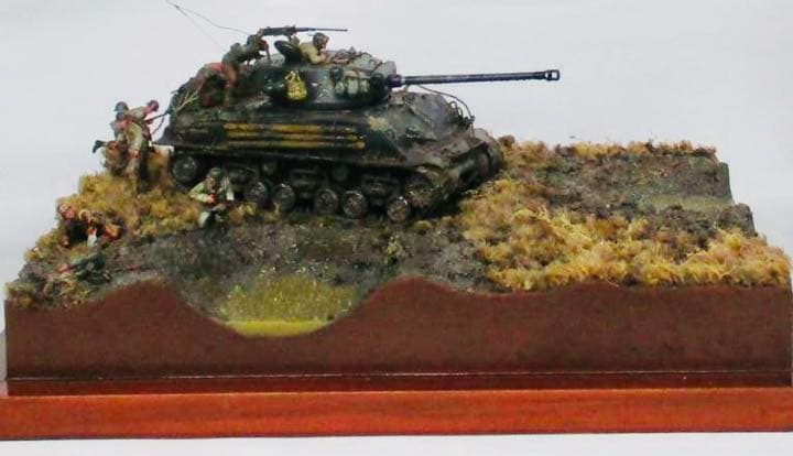 戦車　1945  ゲルマン ジオラマ　映画 FURY 進撃 シーン　完成品