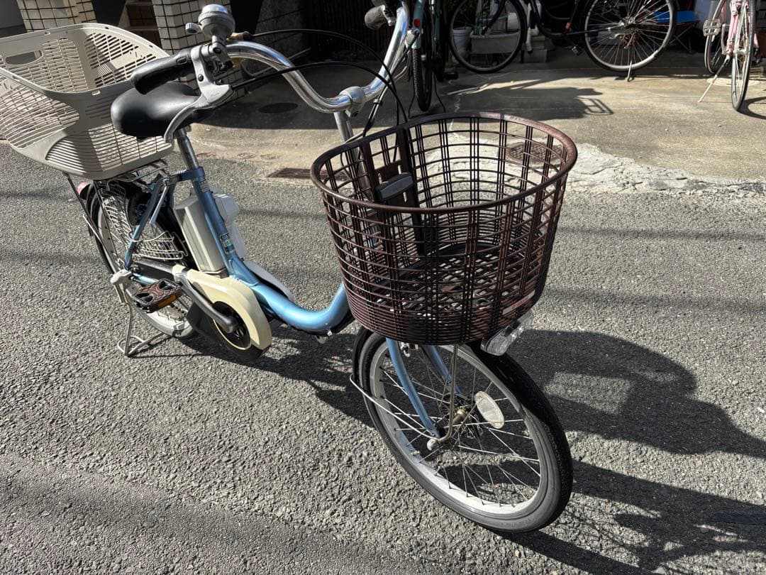 YAMAHA PAS 電動アシスト自転車 青 前後バスケット付き　小軽車