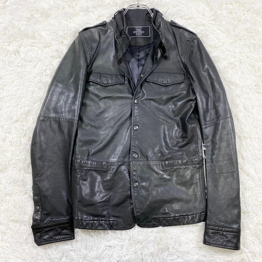 HYSTERIC GLAMOUR レザージャケット　ベルト　ボタン　ラムレザー