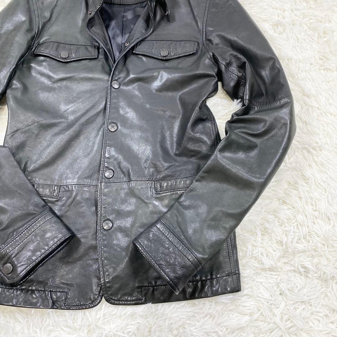 HYSTERIC GLAMOUR レザージャケット　ベルト　ボタン　ラムレザー