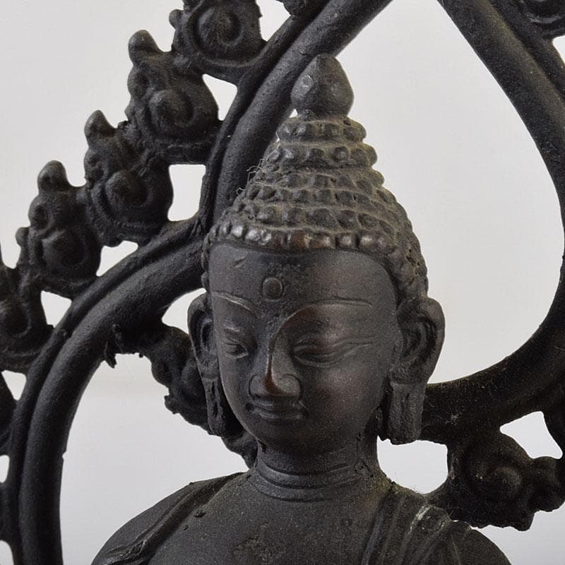 中国　古銅　チベット仏　仏像　置物　木製台座付　M　R9063