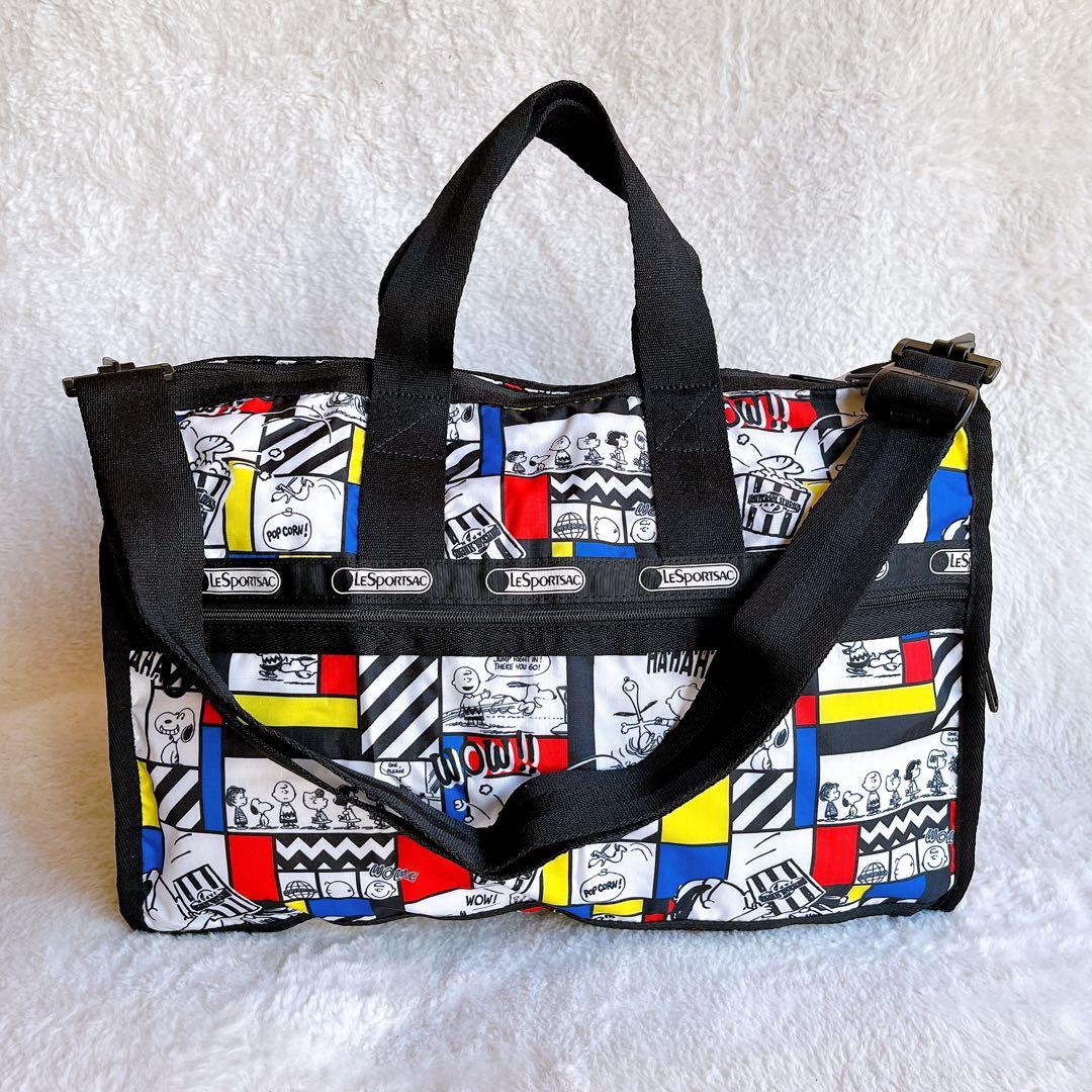 【極美品】レスポートサック × USJ スヌーピー 総柄 ボストンバッグポーチ付