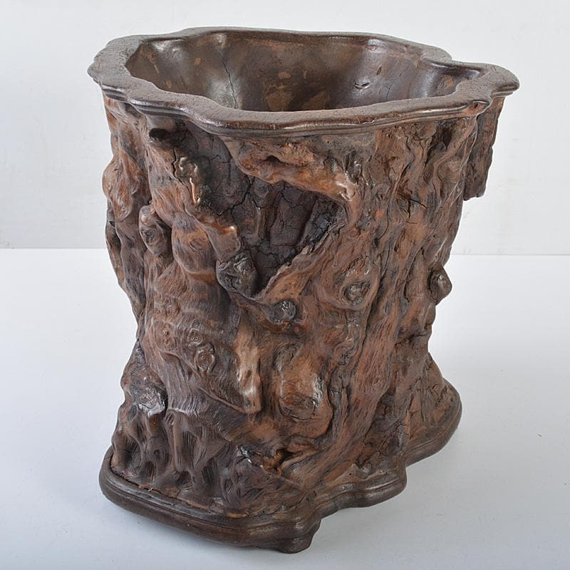 中国　唐木天然木瘤木　大筆筒　高さ約21㎝　重さ約2.7㎏　T　7709CE