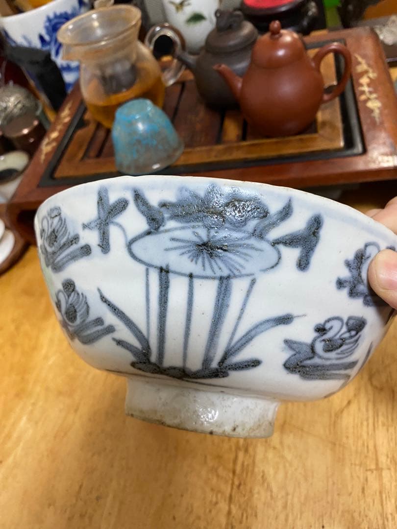 染付 大碗 明代 唐物 花鳥