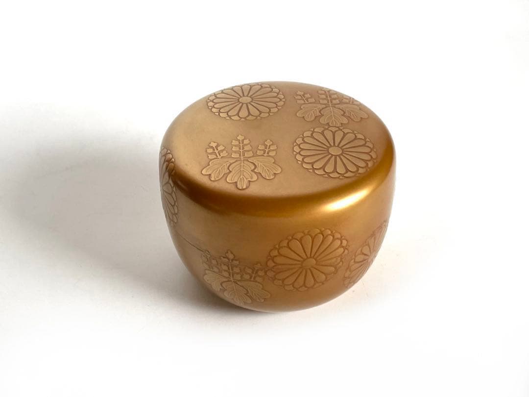 漆工　蒔絵師　中村湖舟 金地菊桐蒔絵平棗　加賀蒔絵　茶道具　共箱