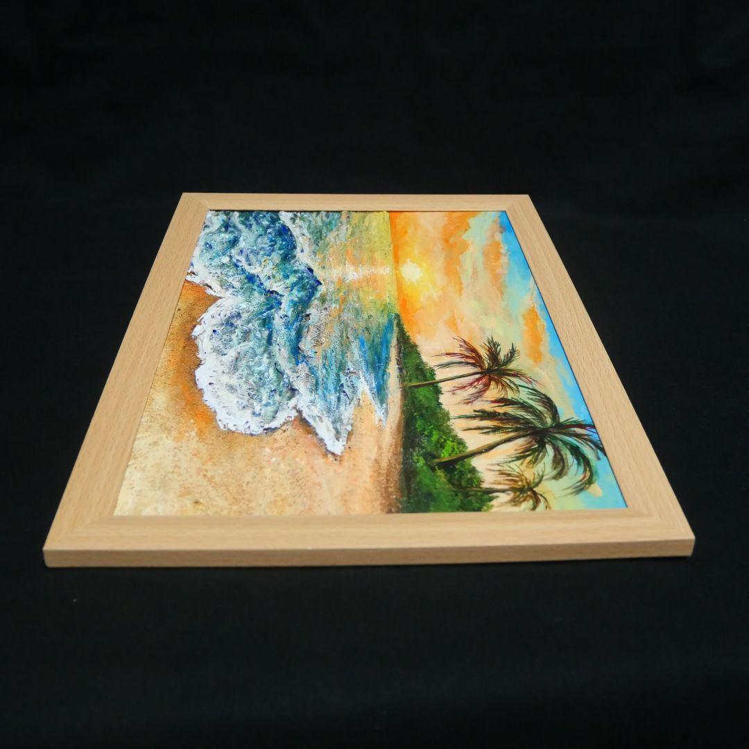 油絵 油彩 油彩画 絵 絵画【夕日の海辺】